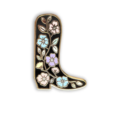 Folk Floral Cowboy Boot Enamel Pin