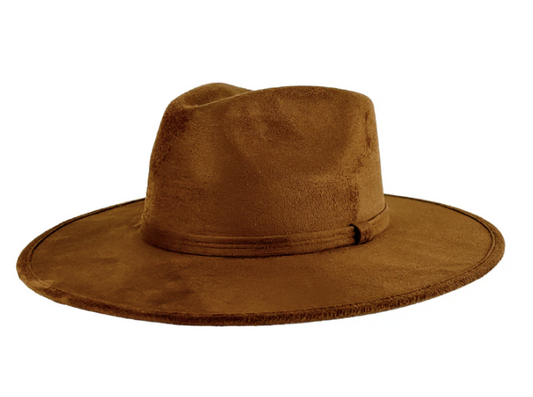 Vegan Suede Flat Brim Rancher Hat