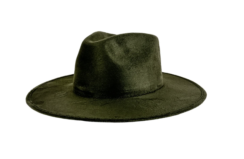 Vegan Suede Flat Brim Rancher Hat