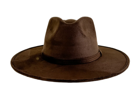 Vegan Suede Flat Brim Rancher Hat
