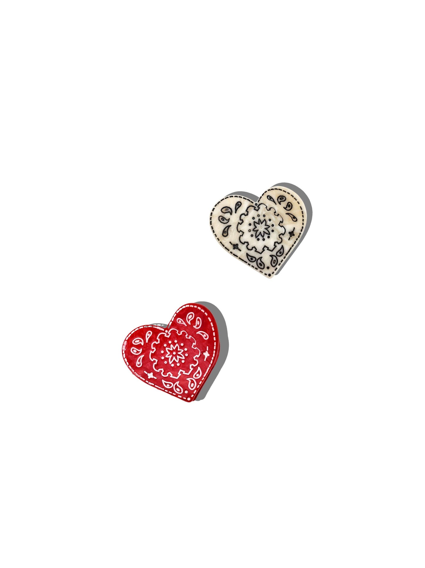 Hand-painted Mini Paisley Heart Claw Hair Clip
