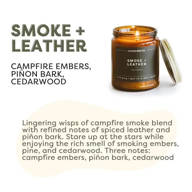 Smoke + Leather - Amber Jar Soy Candle