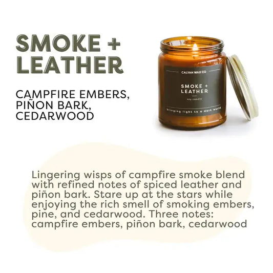 Smoke + Leather - Amber Jar Soy Candle