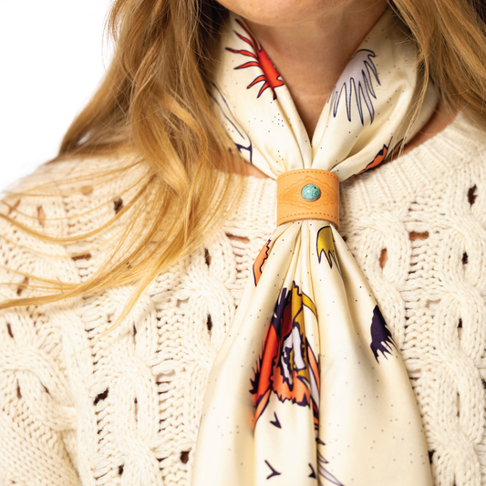 Leather Bandana Slide - Studded Diamond - Scarf Ring