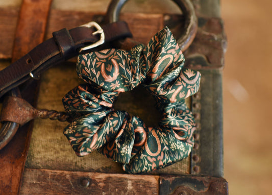 Western Harvest in Deep Juniper Scrunchie Cowgirl Hair Accessory
