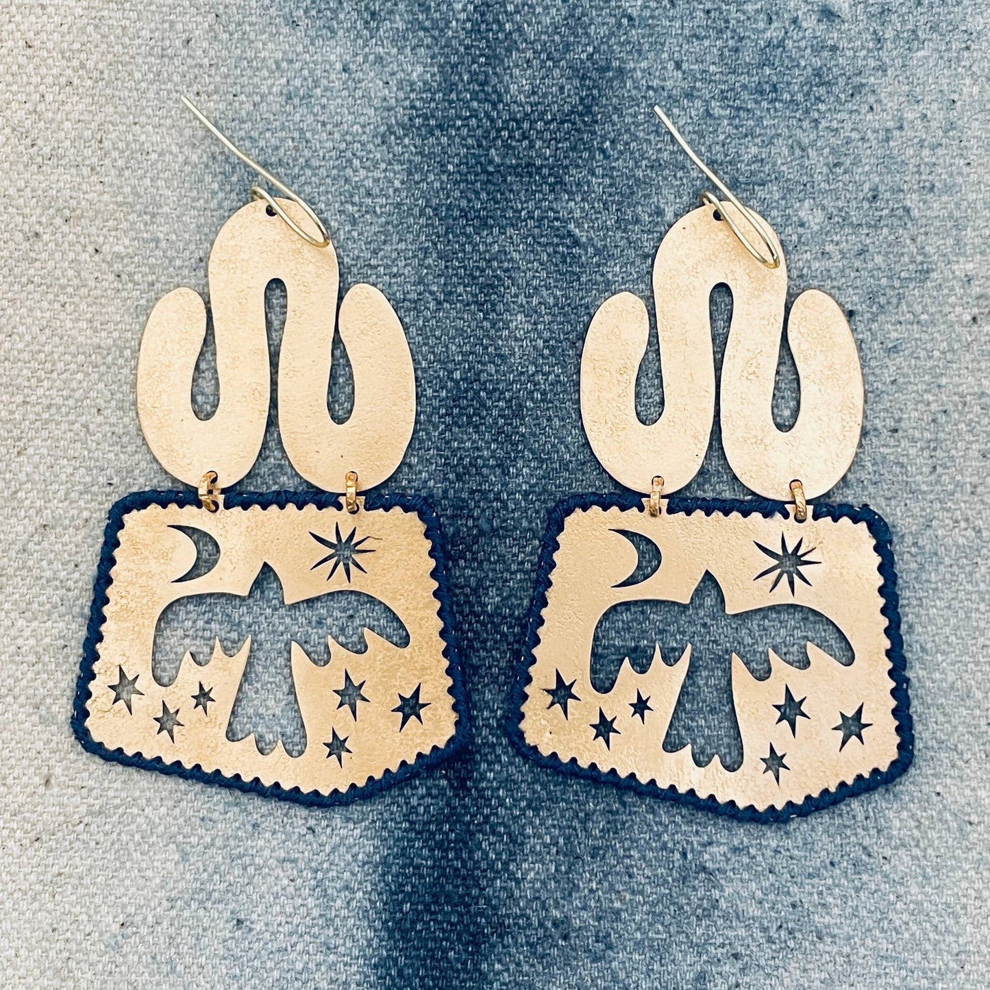 Bird Brass Earrings, Bohemian Contemporary Handmade Jewelry