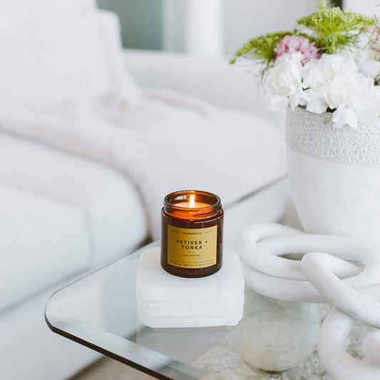 Vetiver + Tonka - Mini Amber Jar Soy Candle