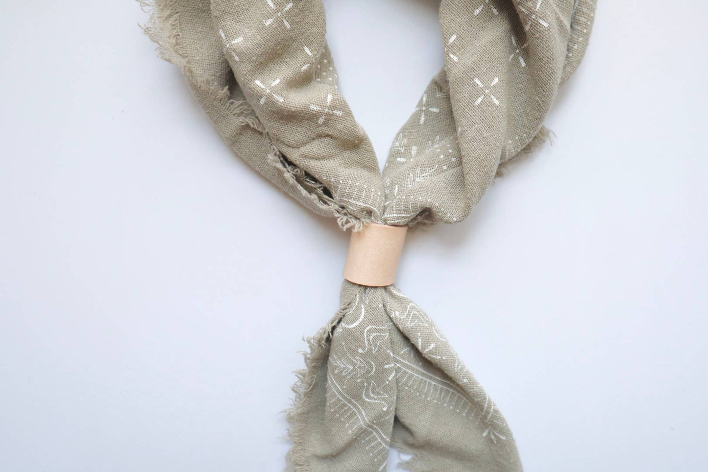 Sage Grey Classic Print Naturally Dyed Bandana (white)