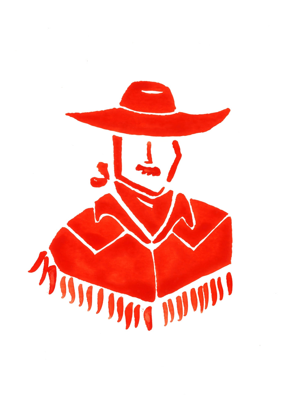 Cowboy in Red Art Print - 8" x 10"