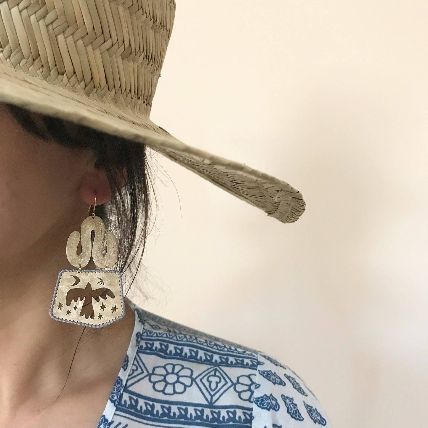 Bird Brass Earrings, Bohemian Contemporary Handmade Jewelry