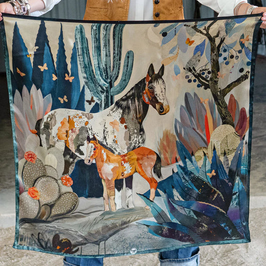 Blue Melodies 100% Silk Scarf