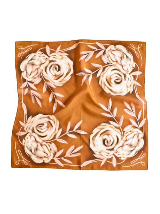 Rustic Wild Roses Wild Rag Western Silk Scarf