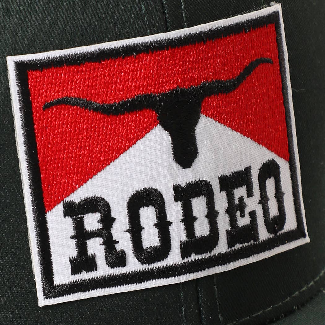RODEO Patch Embroidered Mid Profile Mesh Back Trucker Hat