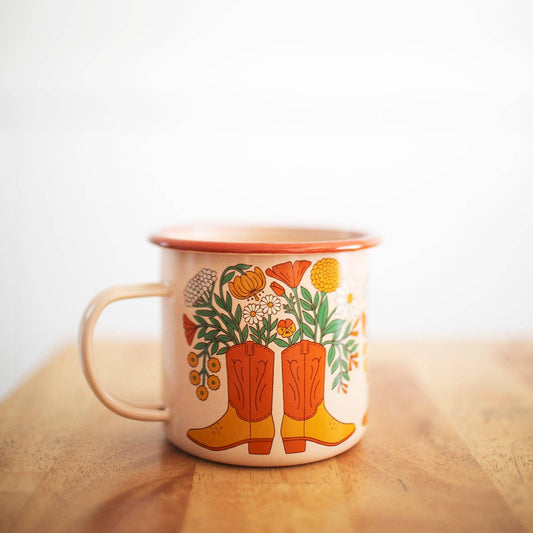 Enamel Coffee & Camp Mug | Western Bloom | 16 Oz | Cowboy
