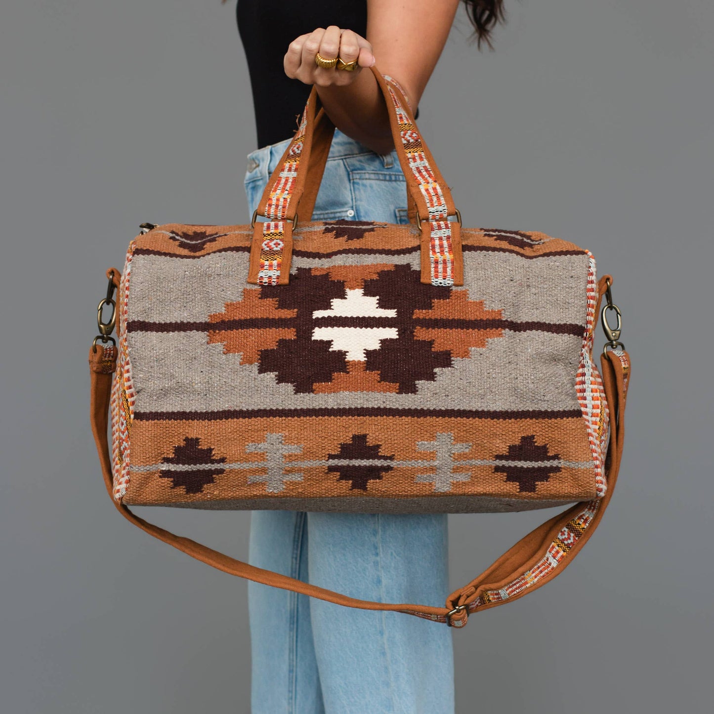 Rust, Gray & Brown Western Duffel