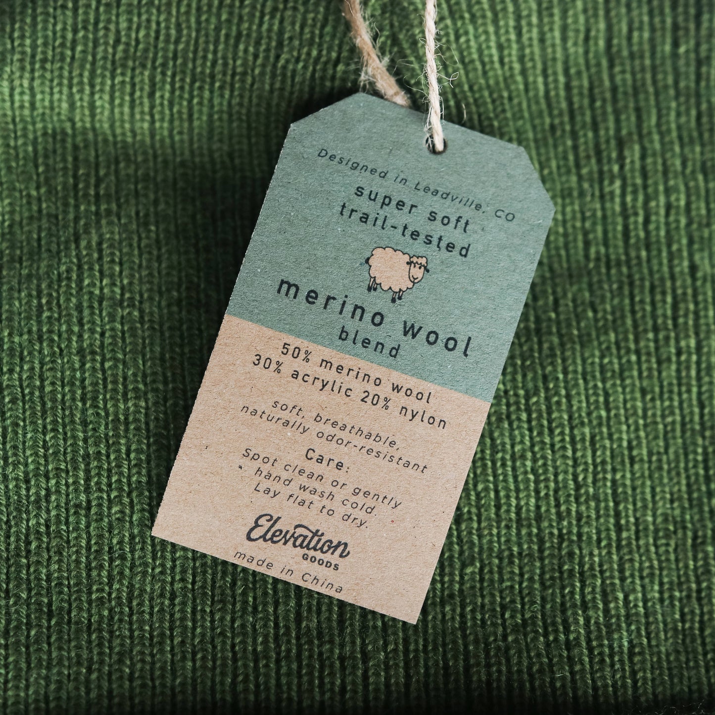 Merino Wool Mountain Beanie - Moss Green