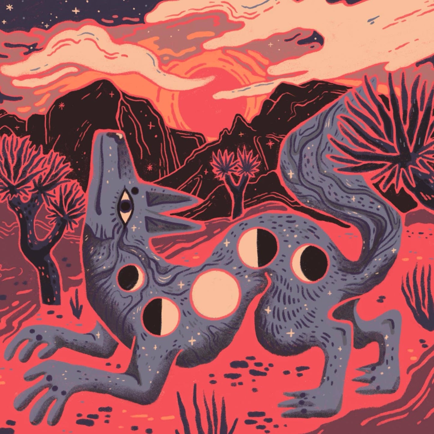 Coyote Rising - 8x8 Nature Wilderness Art Print 