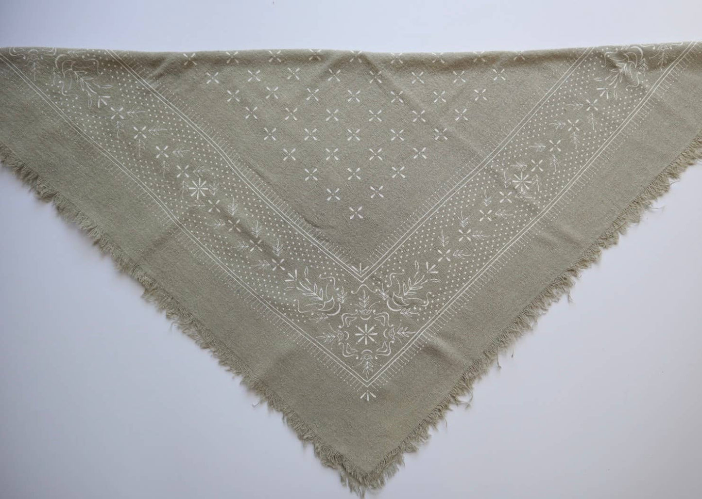 Sage Grey Classic Print Naturally Dyed Bandana (white)