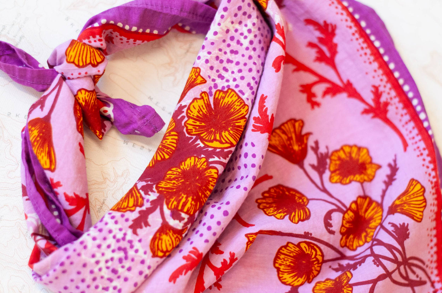 California Poppy Fair Trade Cotton Bandana Pink