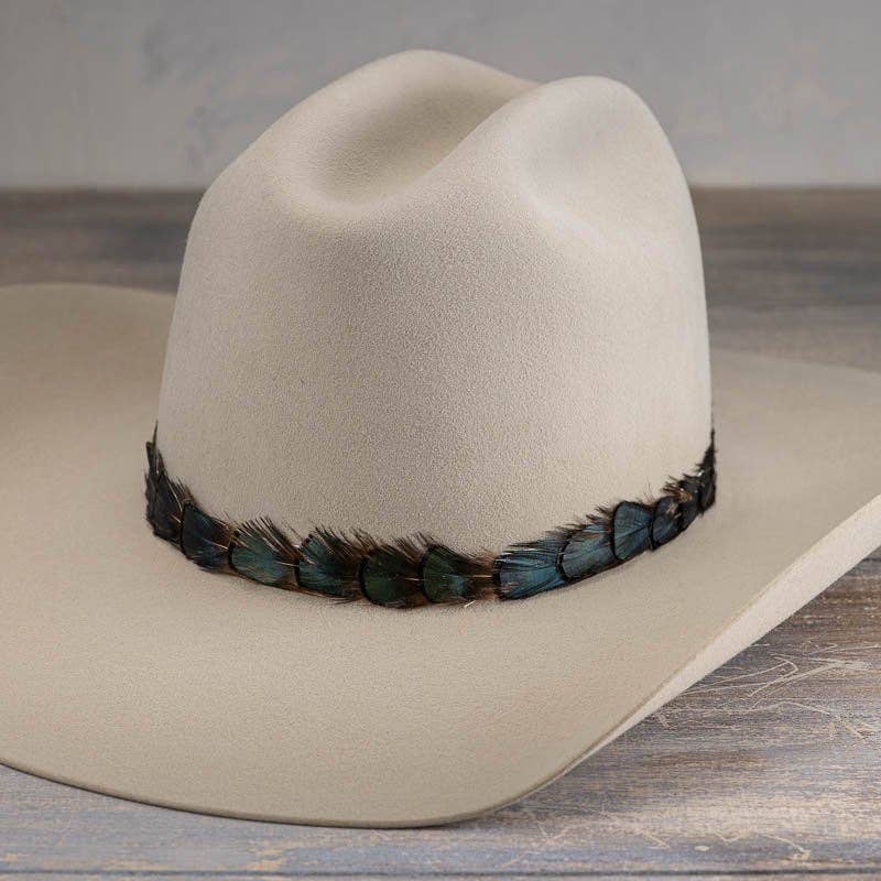 Iridescent Green Feather Hat Band