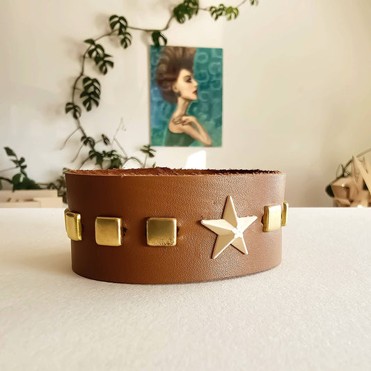 Brown Stella Leather Cuff Bracelet