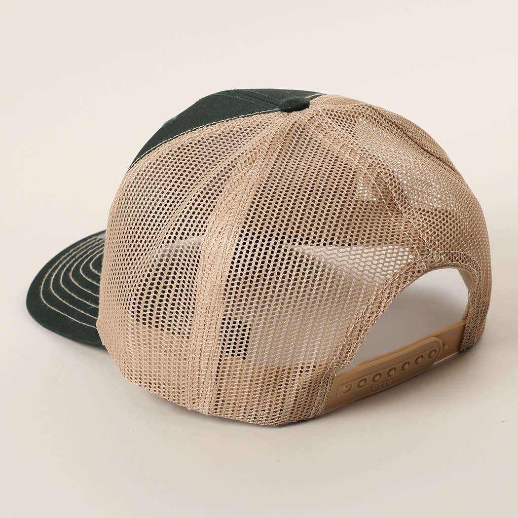 RODEO Patch Embroidered Mid Profile Mesh Back Trucker Hat