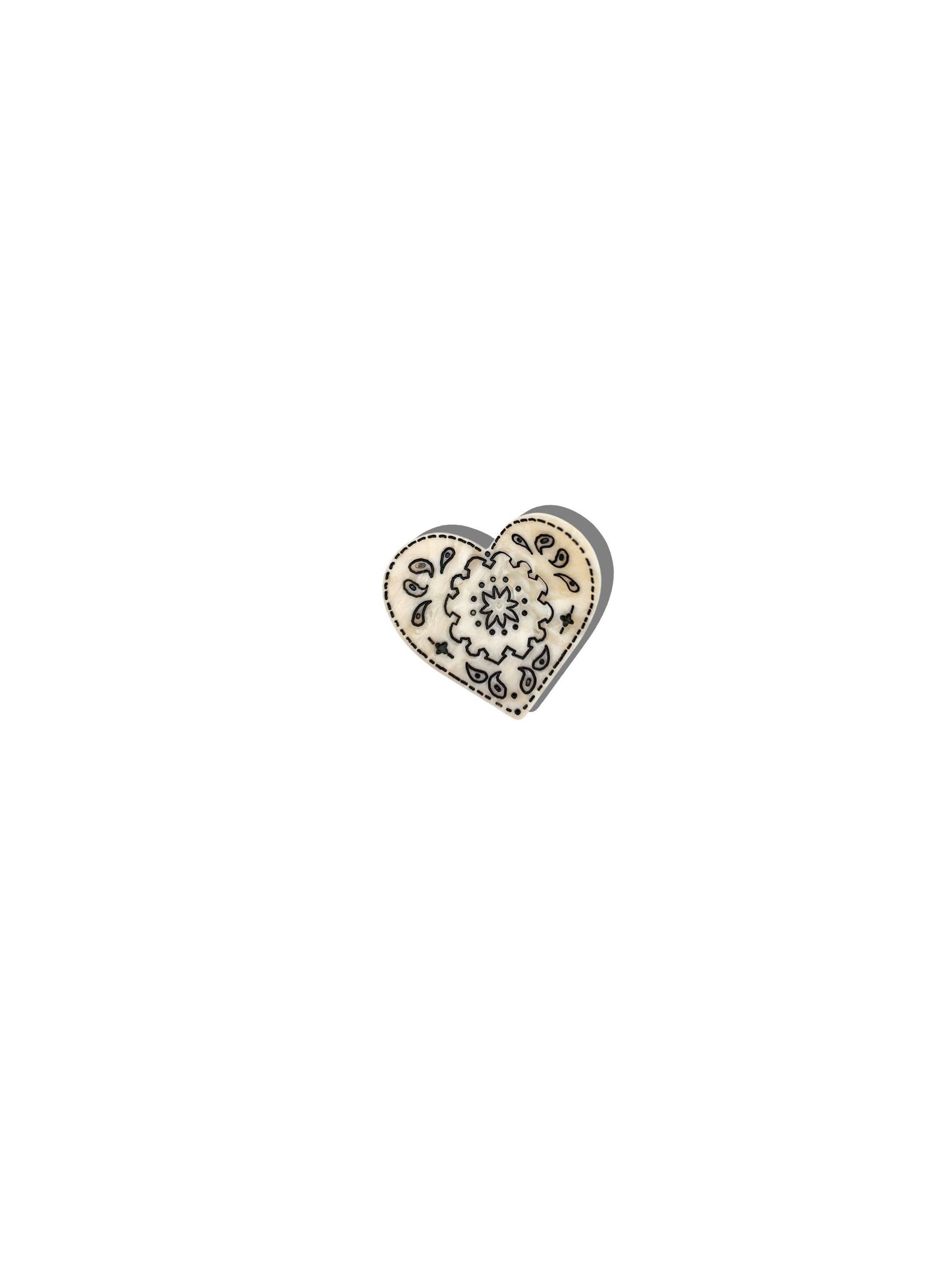 Hand-painted Mini Paisley Heart Claw Hair Clip