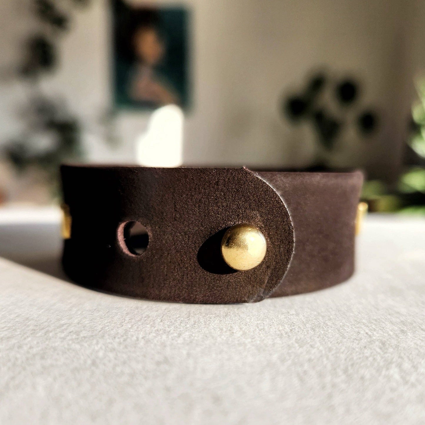 Chocolate Turquoise Square Leather Cuff Bracelet