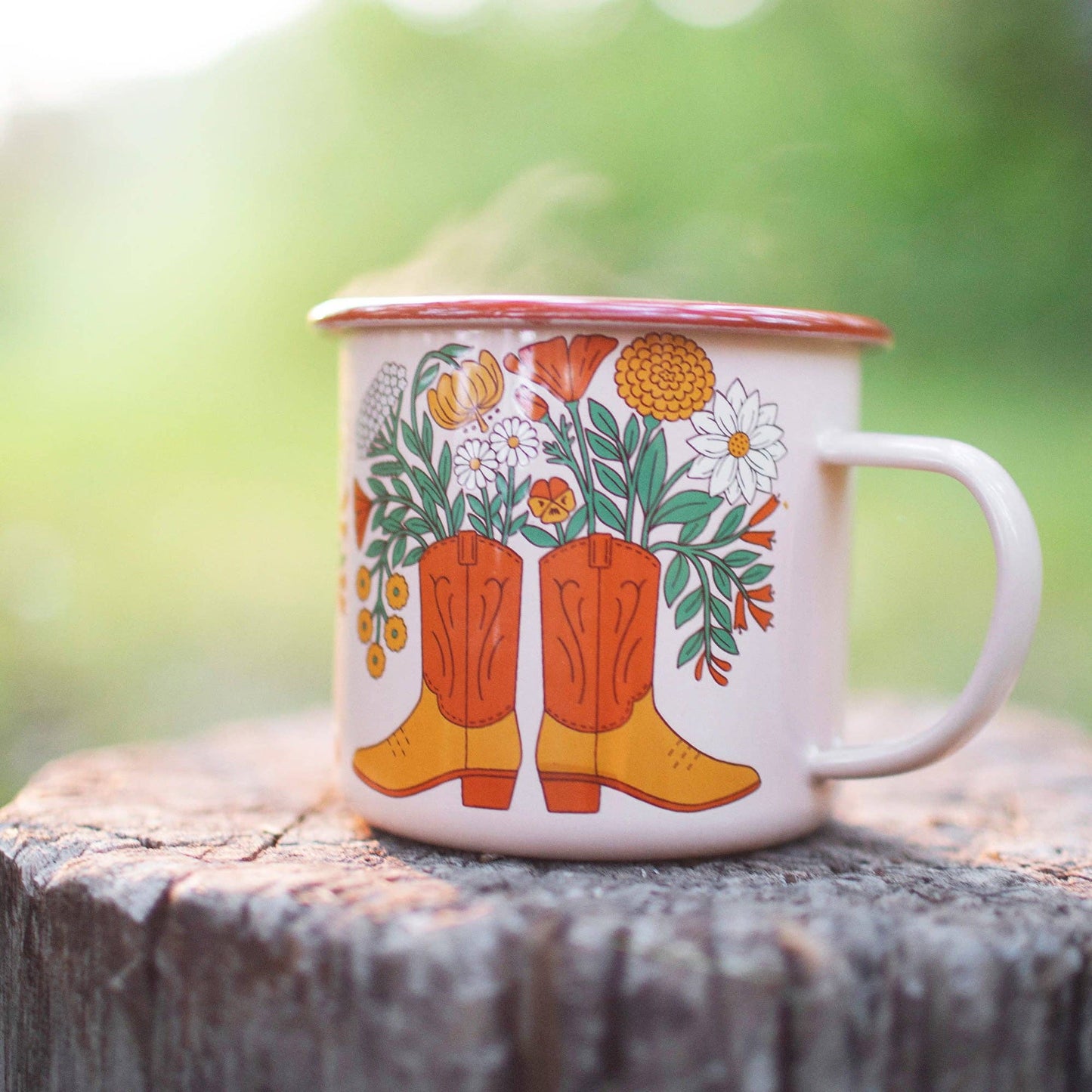 Enamel Coffee & Camp Mug | Western Bloom | 16 Oz | Cowboy