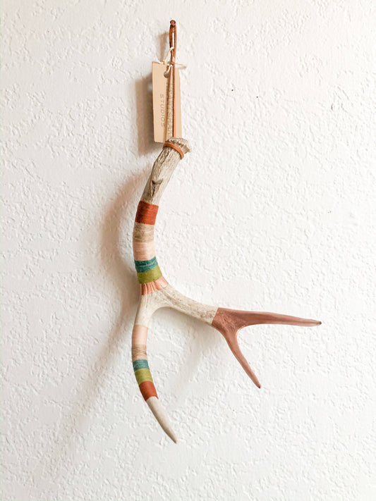 Medium Whitetail Wool Wrapped Deer Antler with Copper