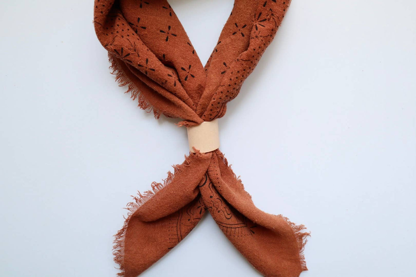 Terracotta Classic Print Naturally Dyed Bandana (black)
