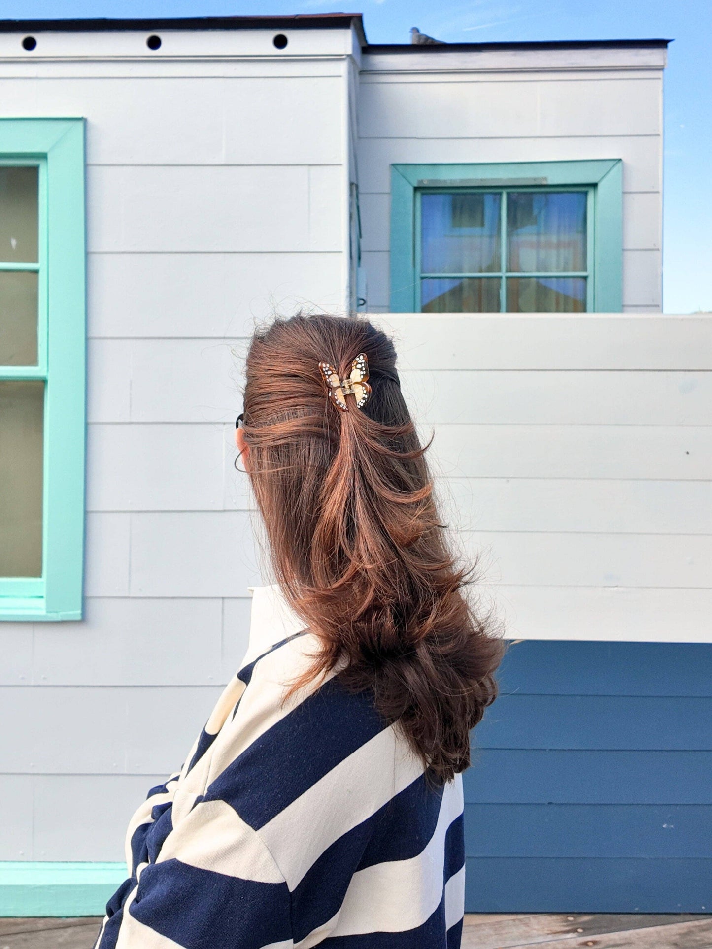 Hand-painted Mini Boho Monarch Claw Hair Clip | Eco-Friendly
