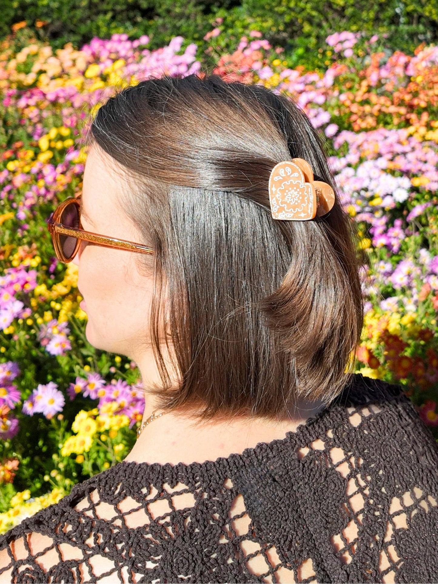 Hand-painted Mini Paisley Heart Claw Hair Clip | Eco-Friendly