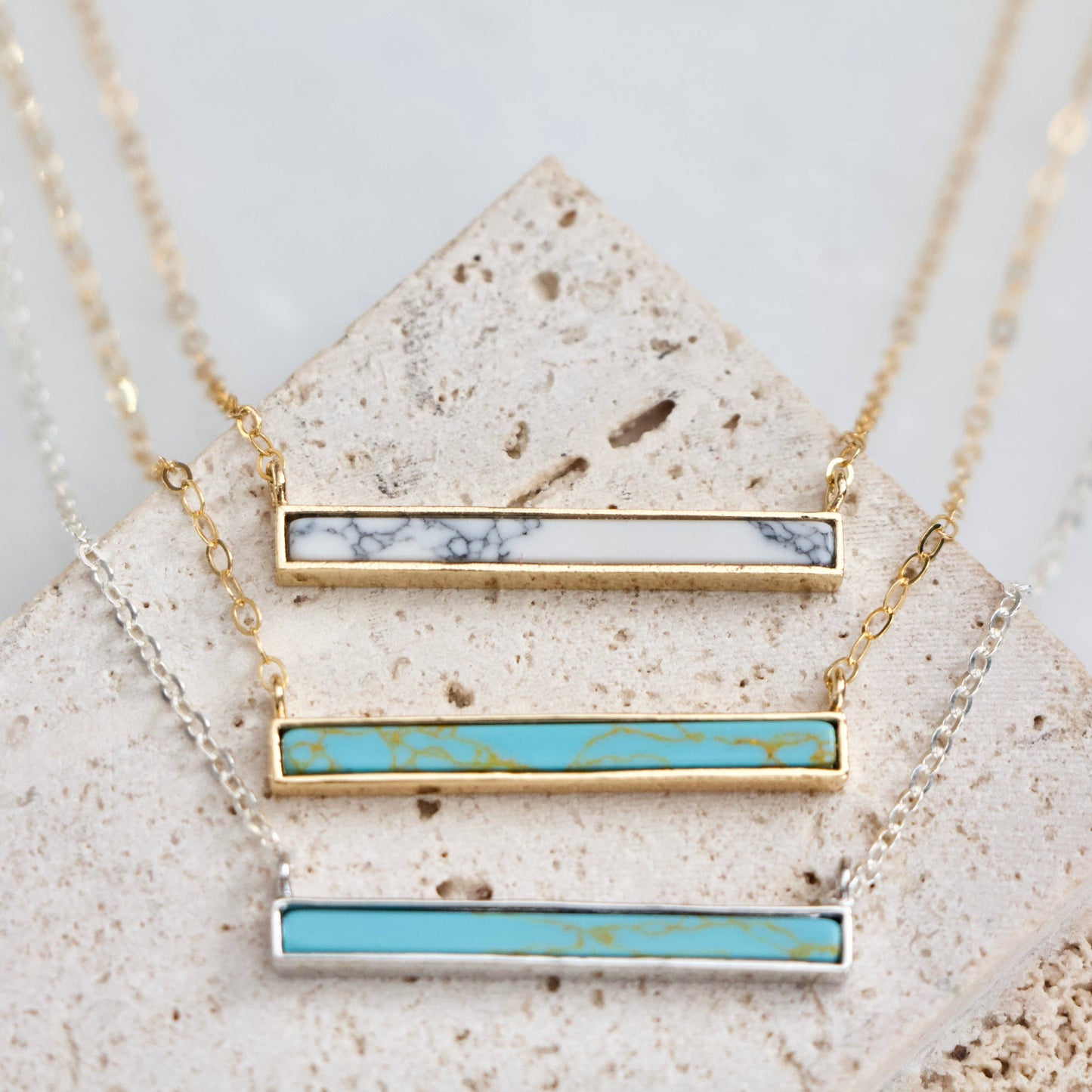 Turquoise Bar Necklace - 18K Gold