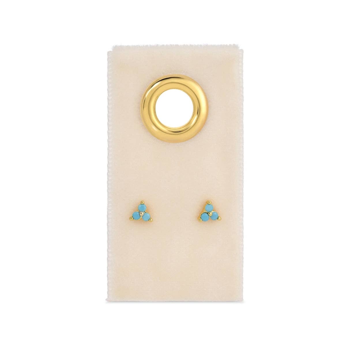 Light Blue Triple Cluster Studs on Velvet Tag