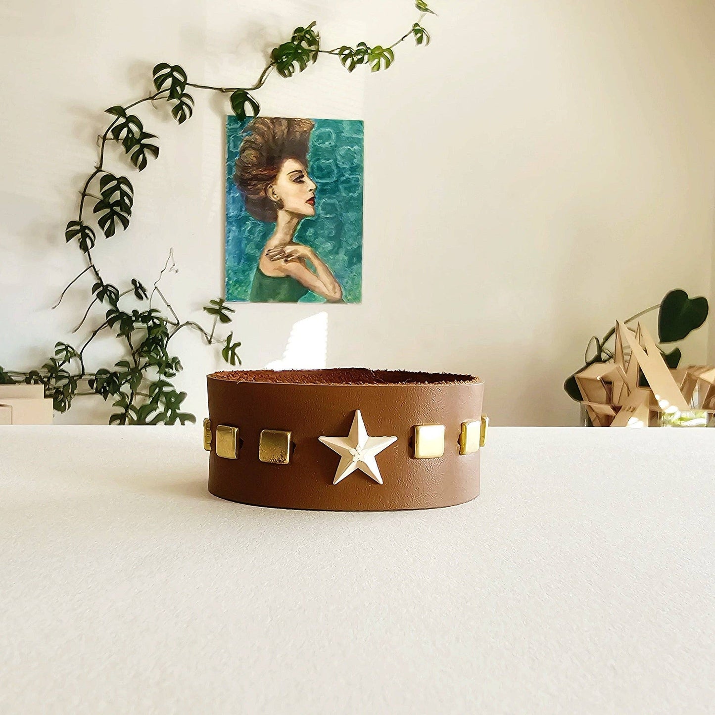 Brown Stella Leather Cuff Bracelet