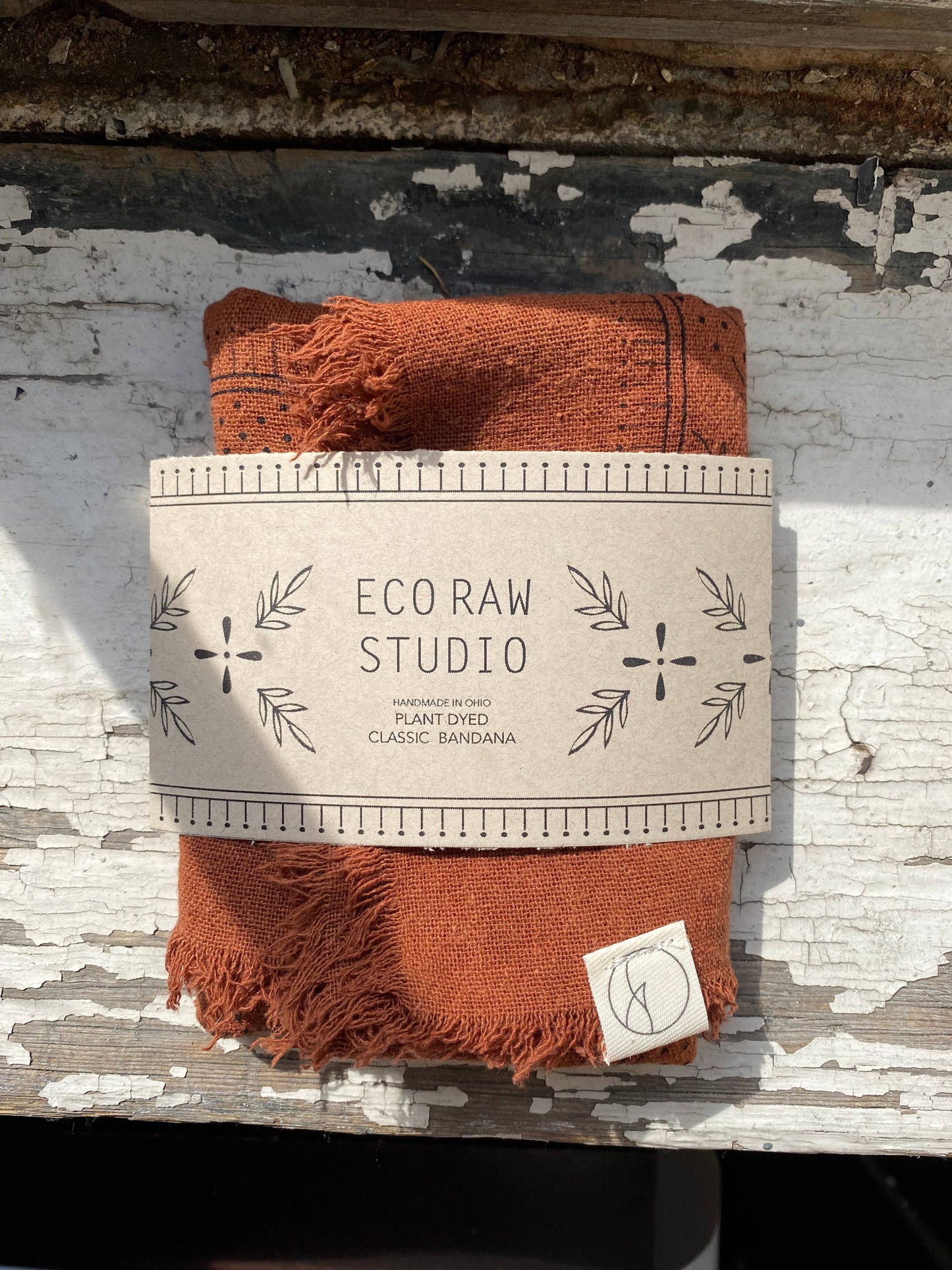 Terracotta Classic Print Naturally Dyed Bandana (black)