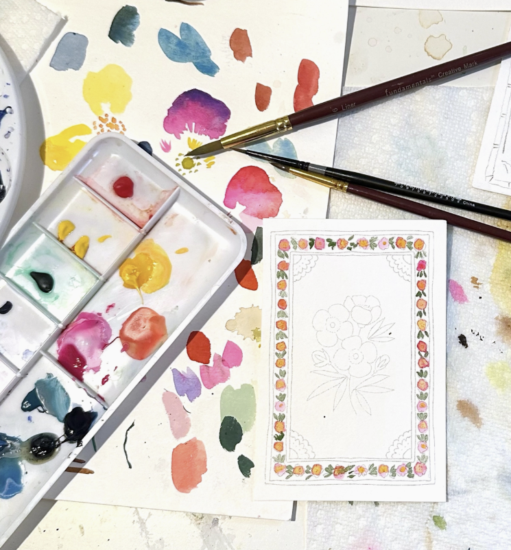 Mini Watercolor Painting Kit: Flowers
