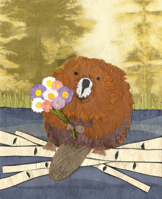 Beaver & Asters - Kris Batchelder Mini Framed Print