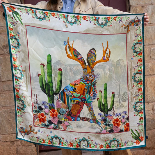 Jewelled Jackalope 100% Silk Scarf