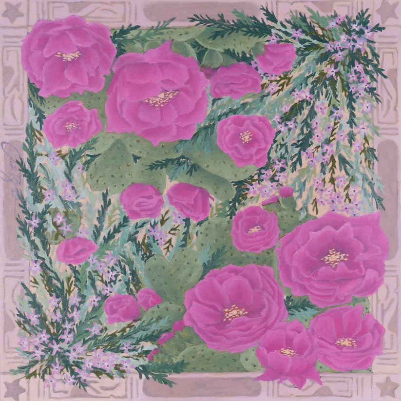 Celeste Bickford Prickly Pear & Sage - Fine Art Silk Scarf